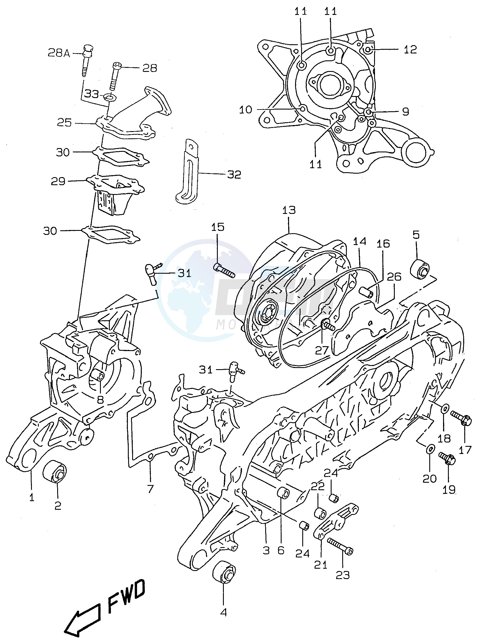 CRANKCASE (model AY50 V W X Y) image