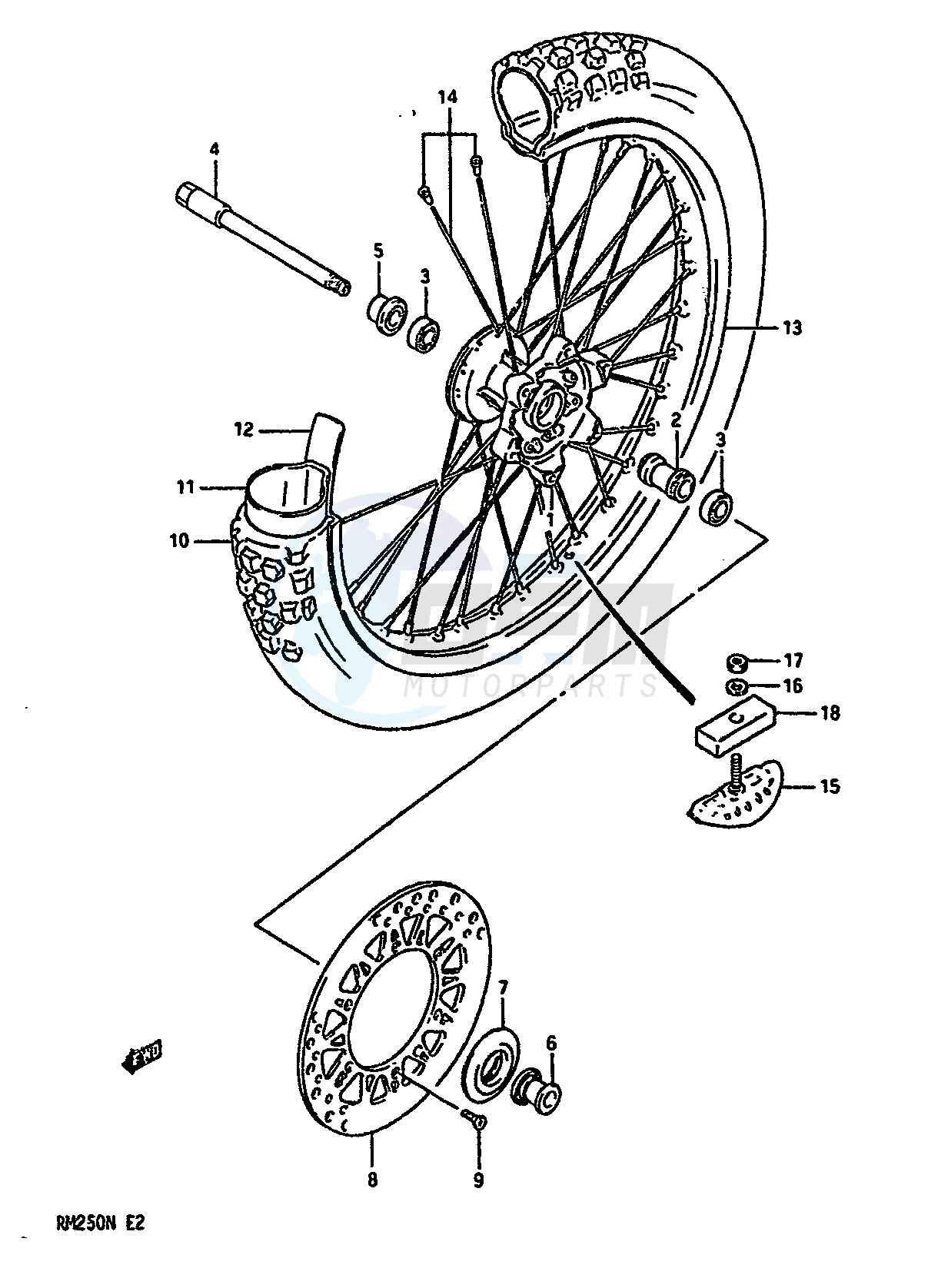 FRONT WHEEL (MODEL K L M) blueprint