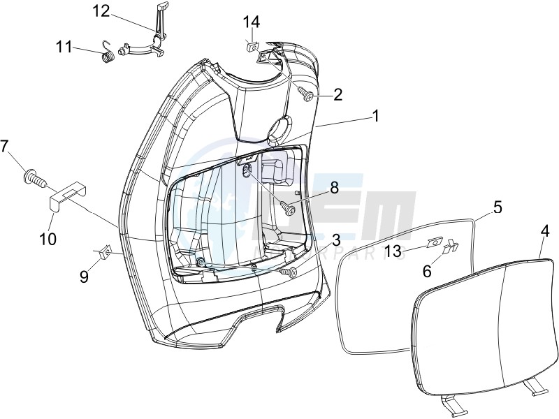 Front glovebox - Knee-guard panel blueprint