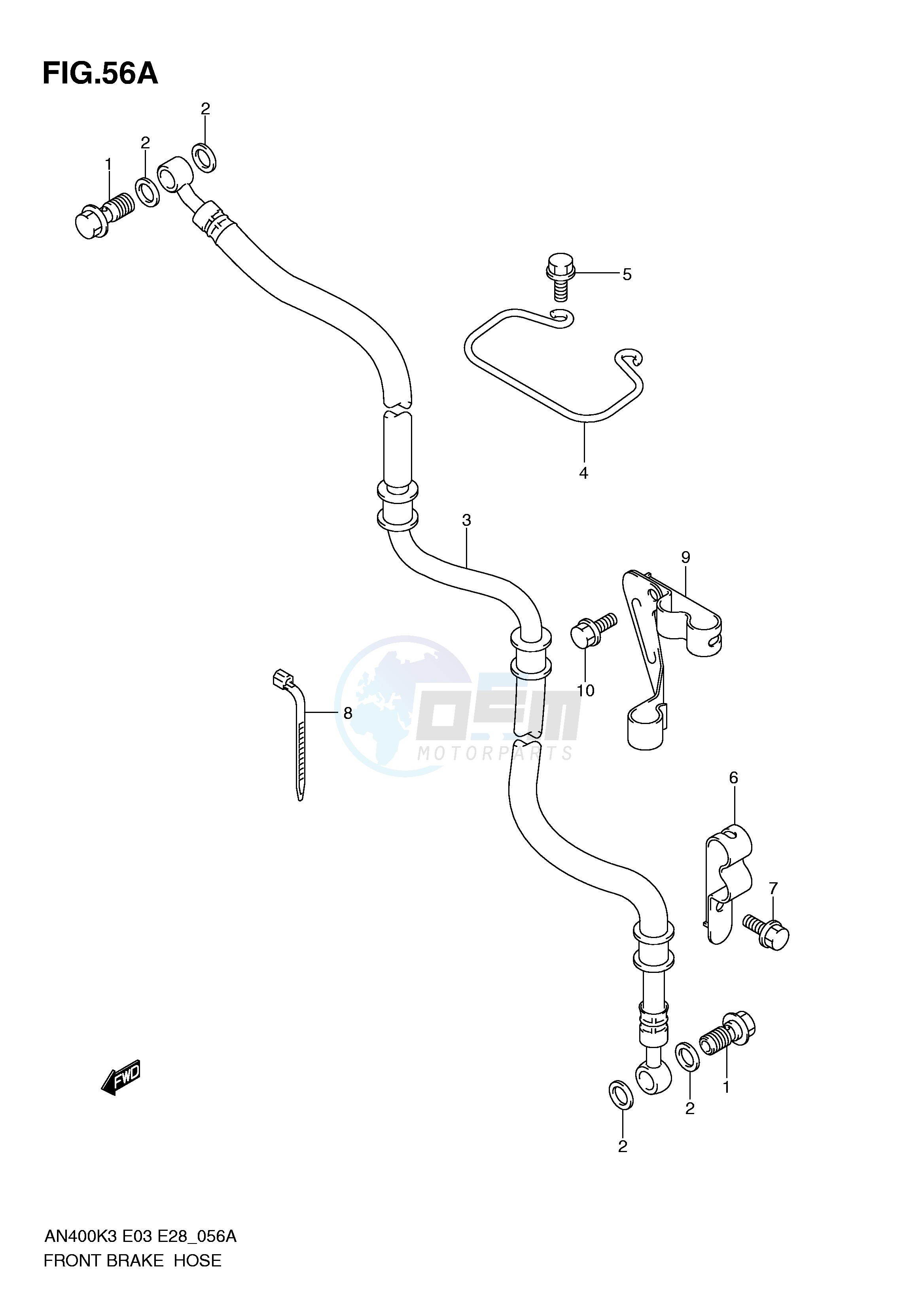 FRONT BRAKE HOSE (AN400K4 K5 K6) blueprint