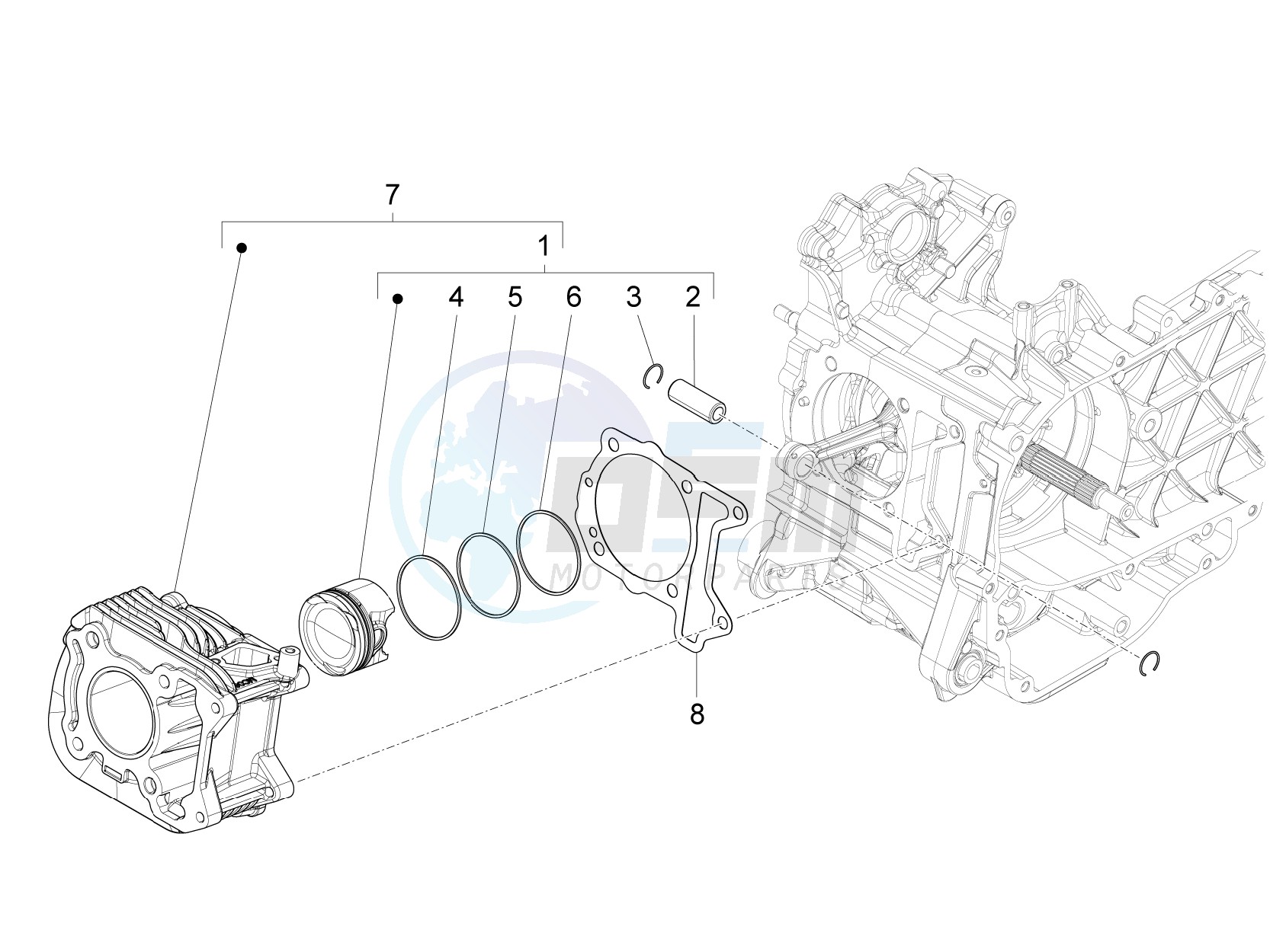 Cylinder-piston-wrist pin unit image