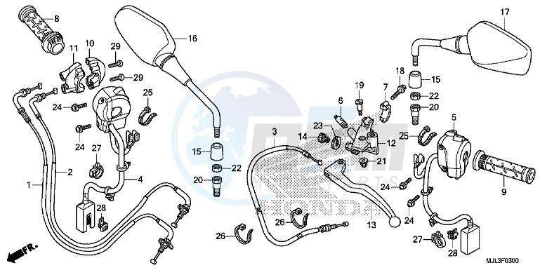 HANDLE LEVER/ SWITCH/ CABLE ( NC750X/ XA) blueprint