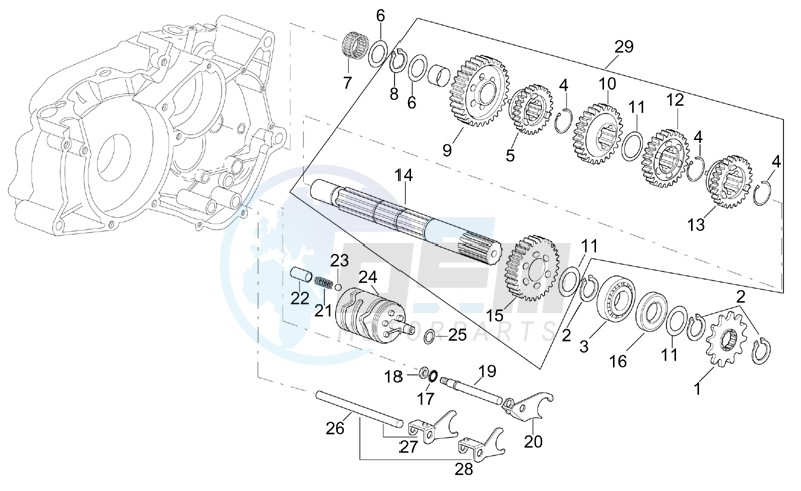 Gearbox driven shaft image