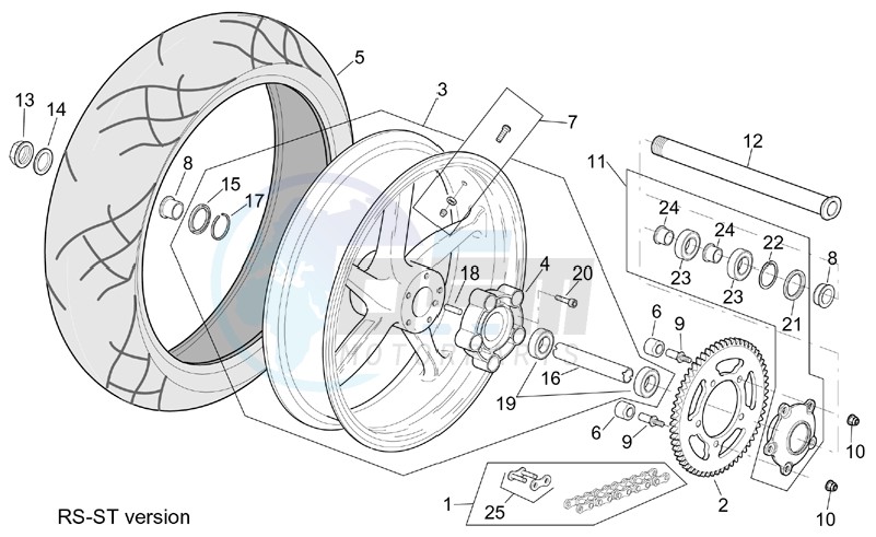 ST-RS version rear wheel blueprint
