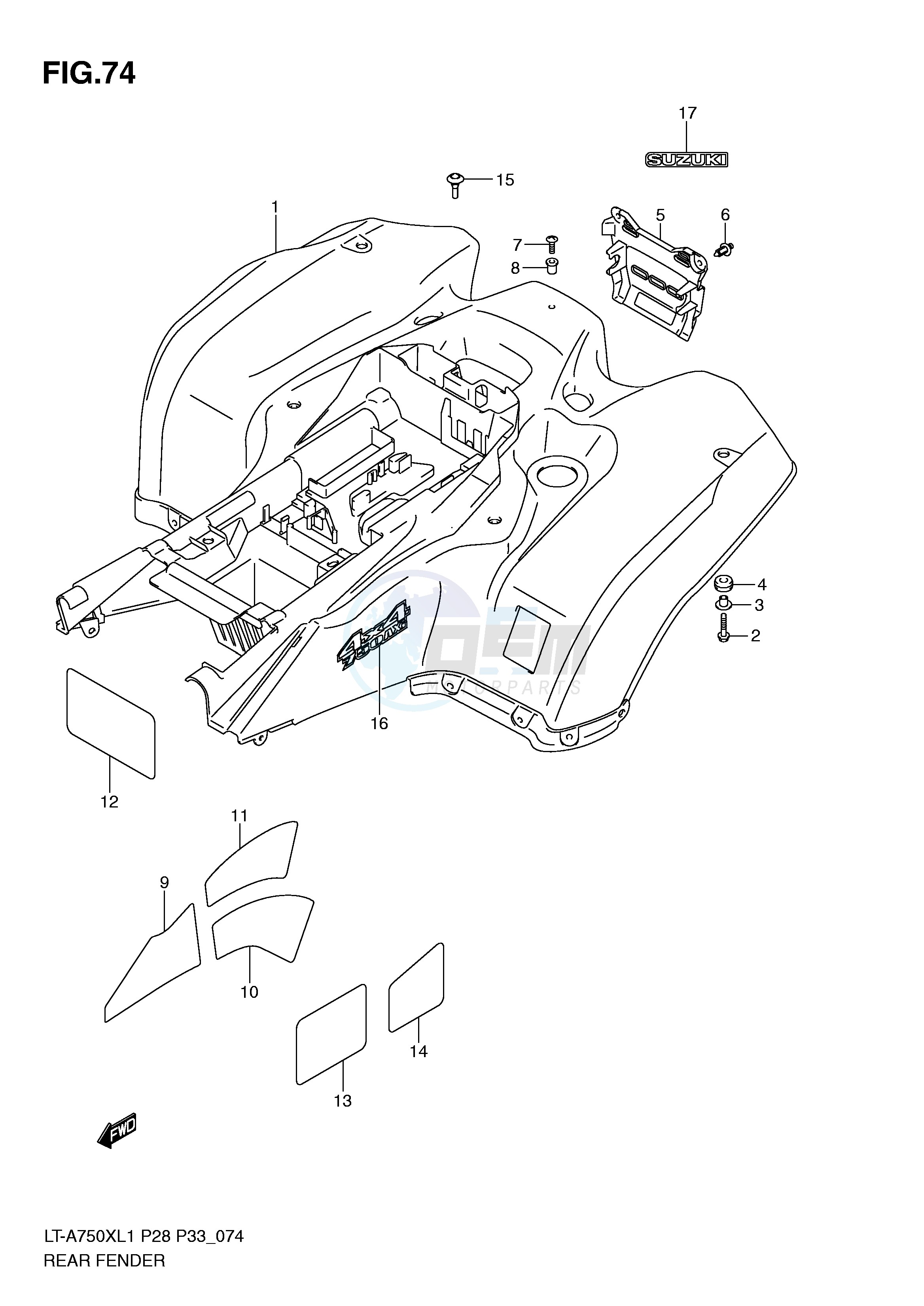REAR FENDER (LT-A750XL1 P28) blueprint