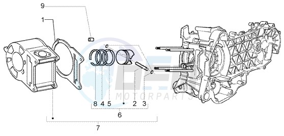 Cilinder - Piston - Wrist pin assy blueprint