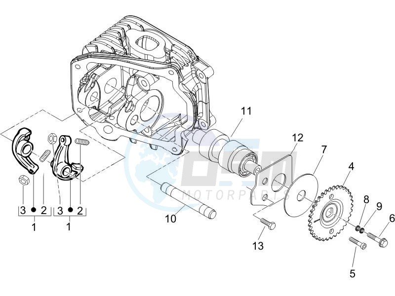 Camshaft - Rocking levers support unit blueprint