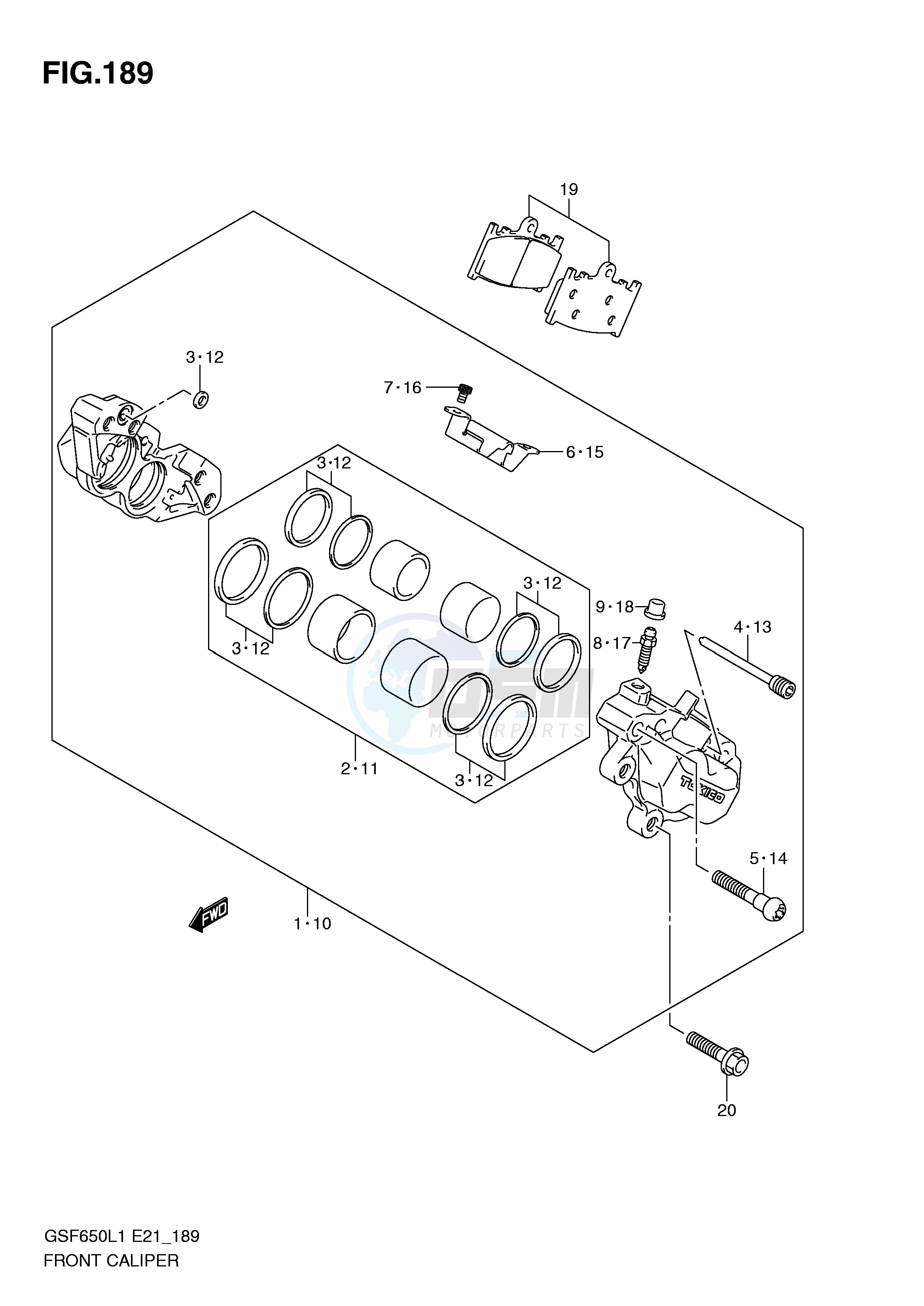 FRONT CALIPER (GSF650L1 E21) image