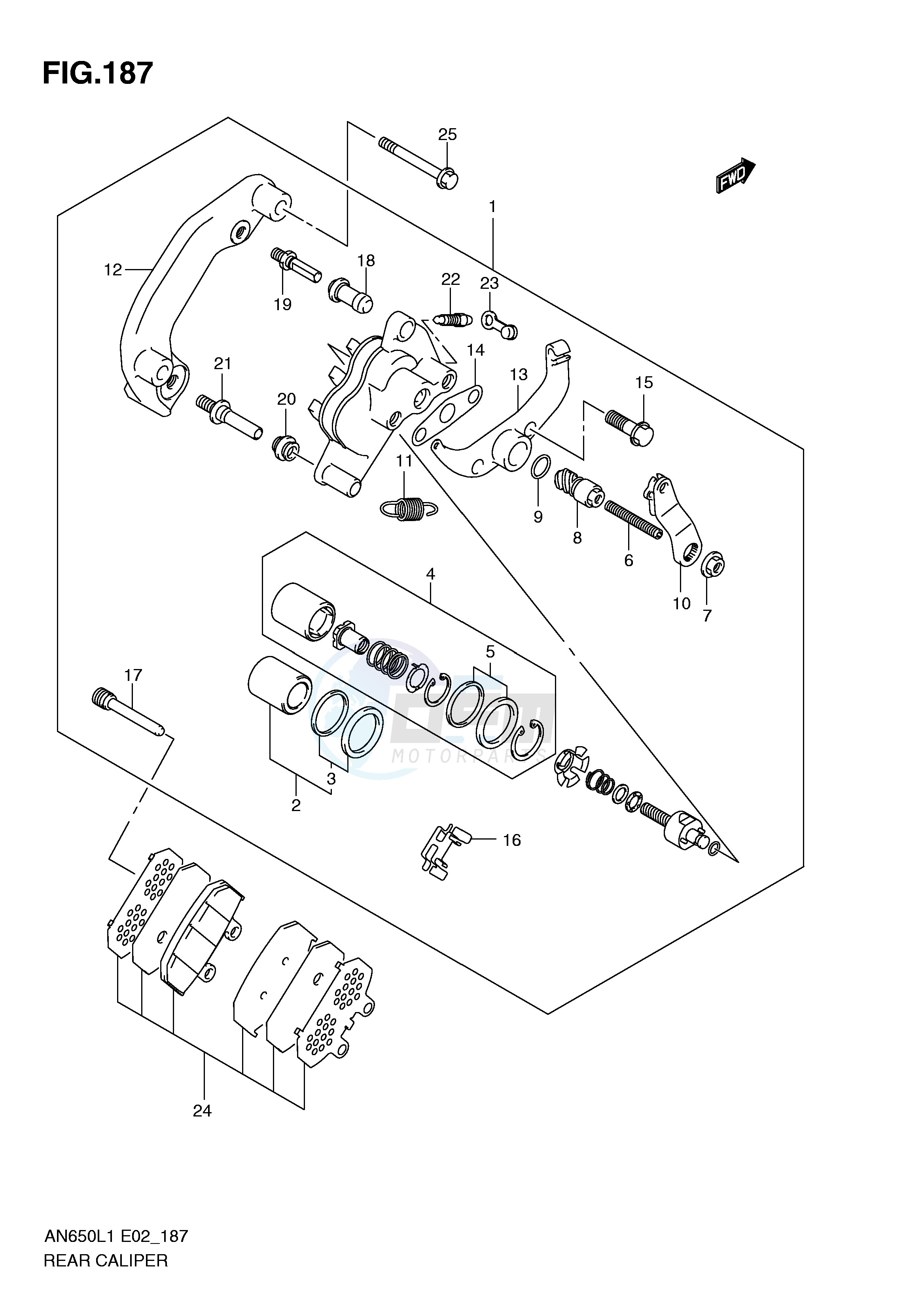 REAR CALIPER (AN650AL1 E51) blueprint