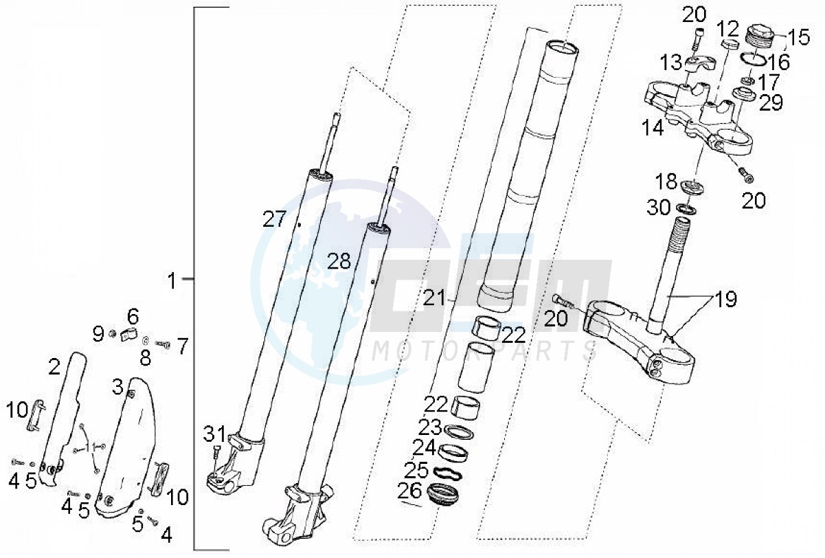 Front fork Marzocchi (Positions) blueprint