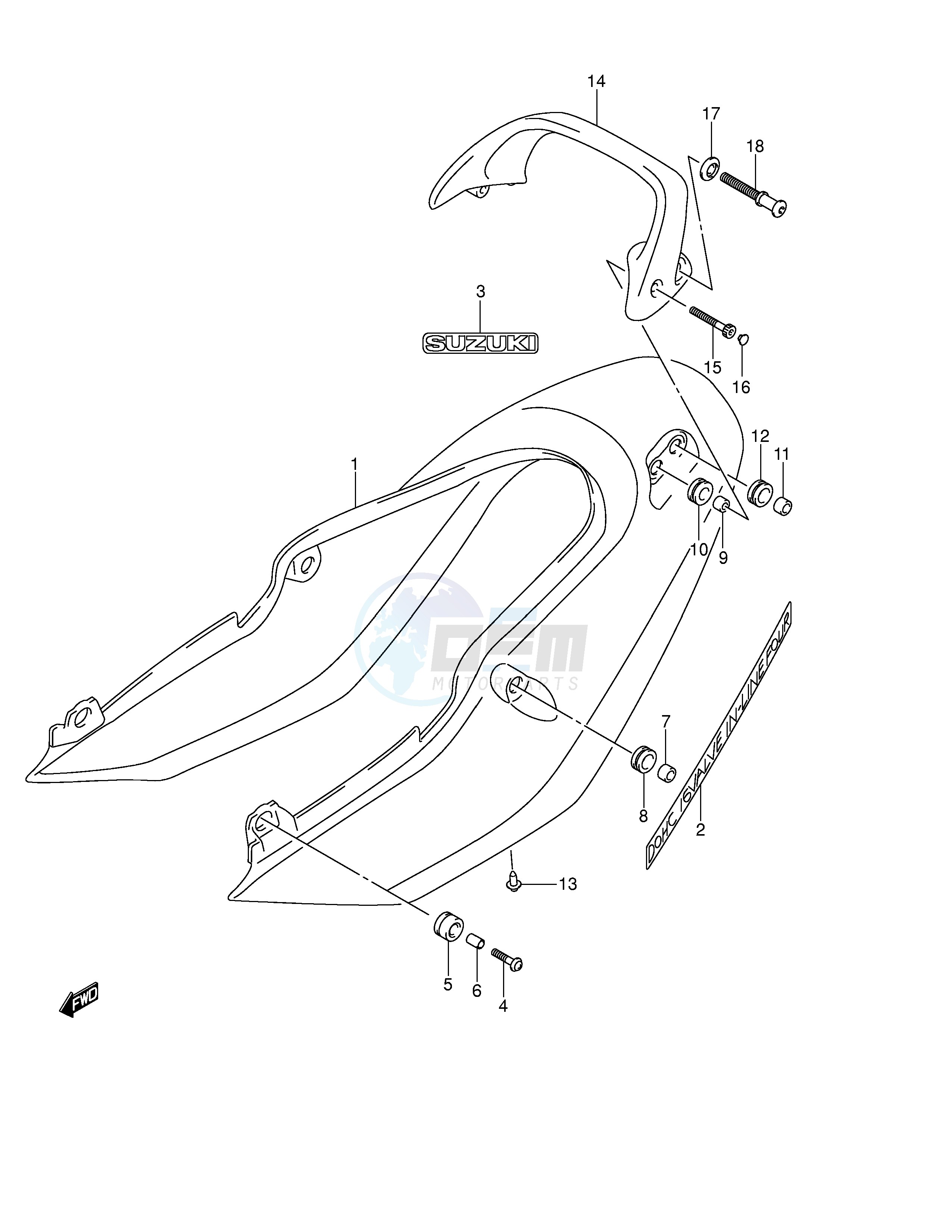 SEAT TAIL COVER (GSF1200SK4) blueprint