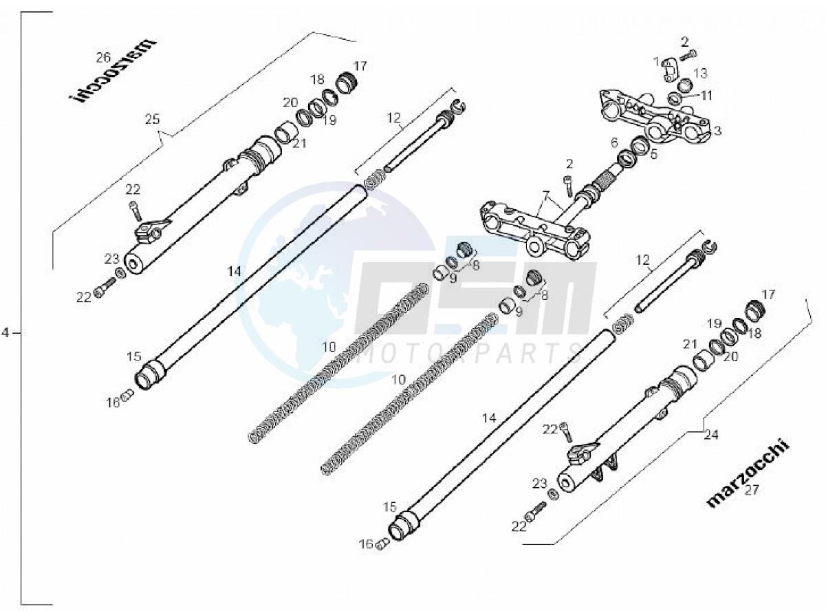 Front fork Marzocchi (Positions) blueprint