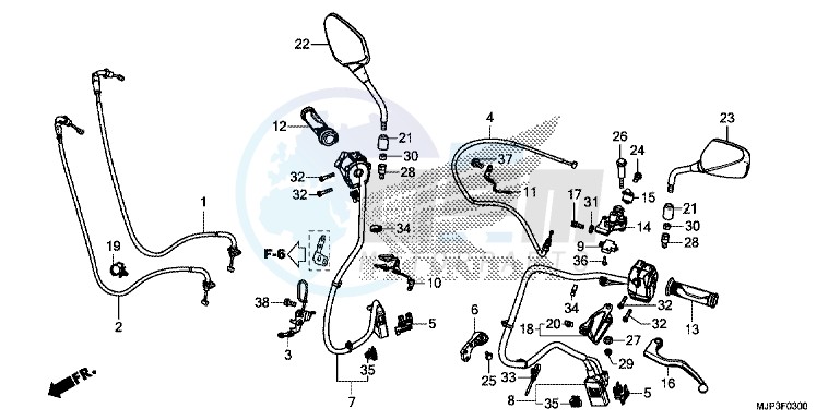 HANDLE LEVER/SWITCH/CABLE (CRF1000/CRF1000A) blueprint
