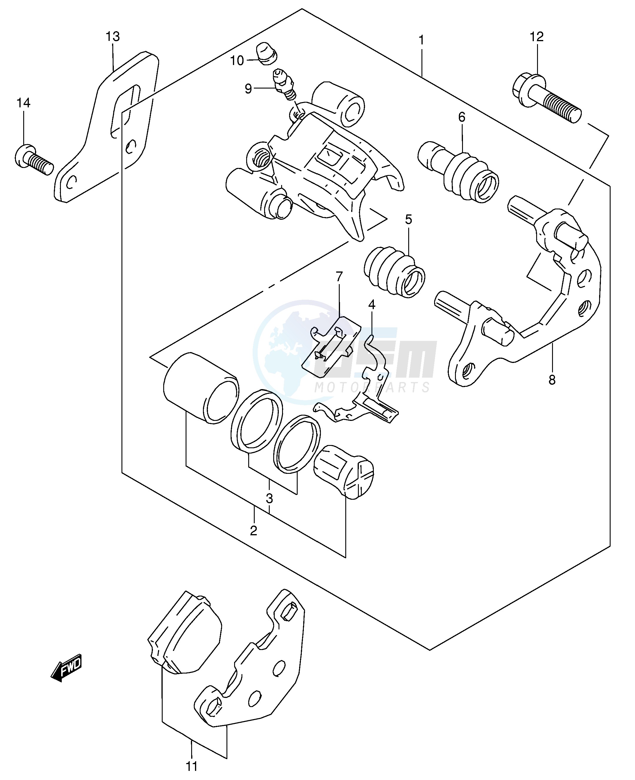 REAR CALIPER (MODEL K2 K3 K4) blueprint