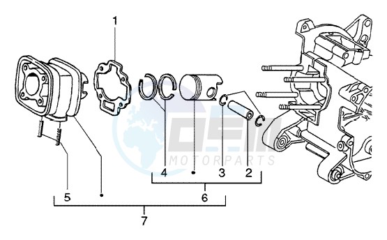 Cylinder - piston - wrist pin assy blueprint