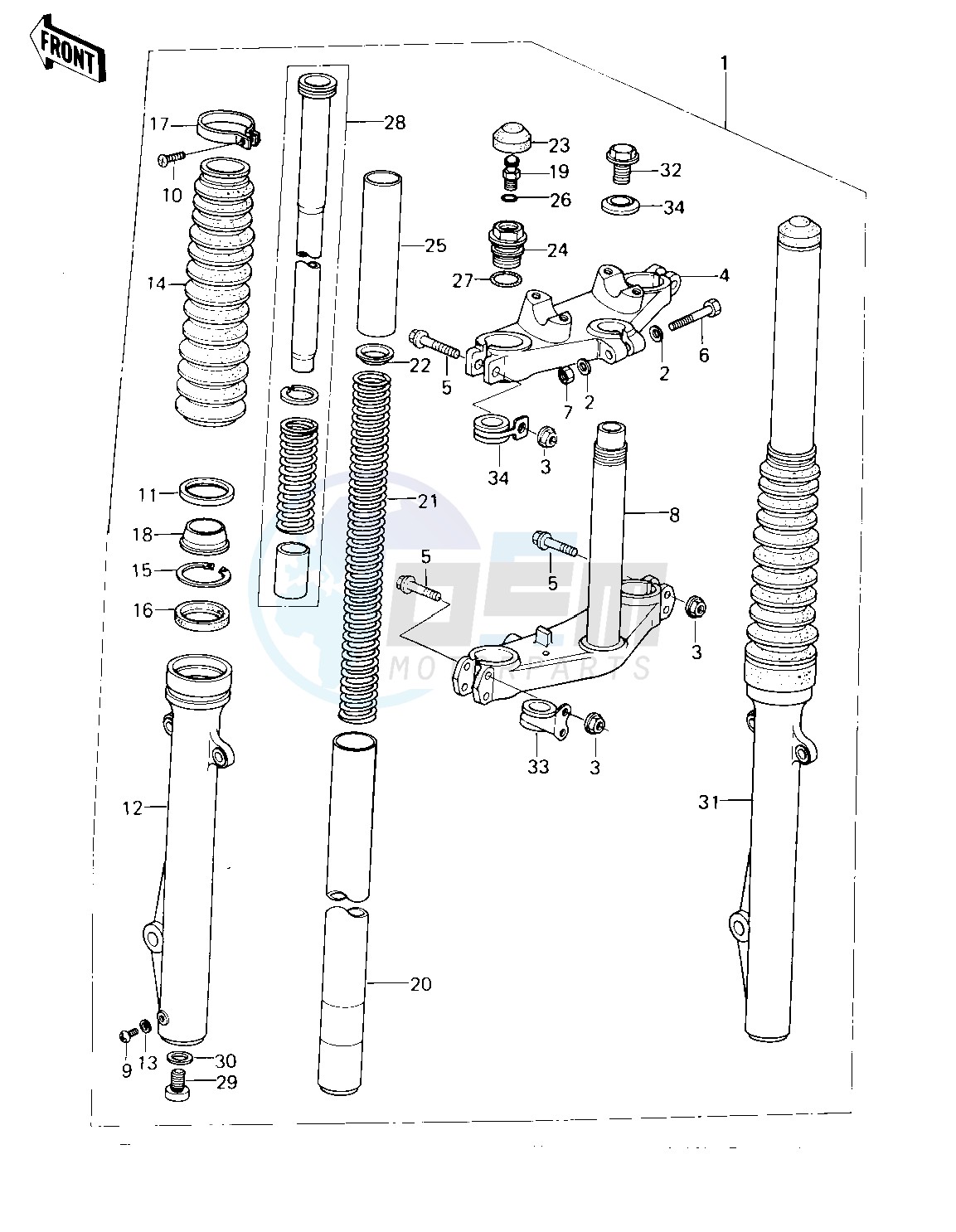 FRONT FORK -- 80-81 KL250-A3_A4- - image