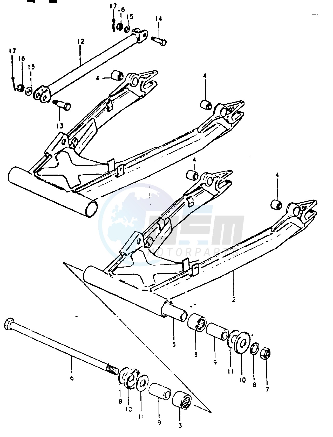 REAR SWINGING ARM (GSX1100ET, GSX1100EX) blueprint