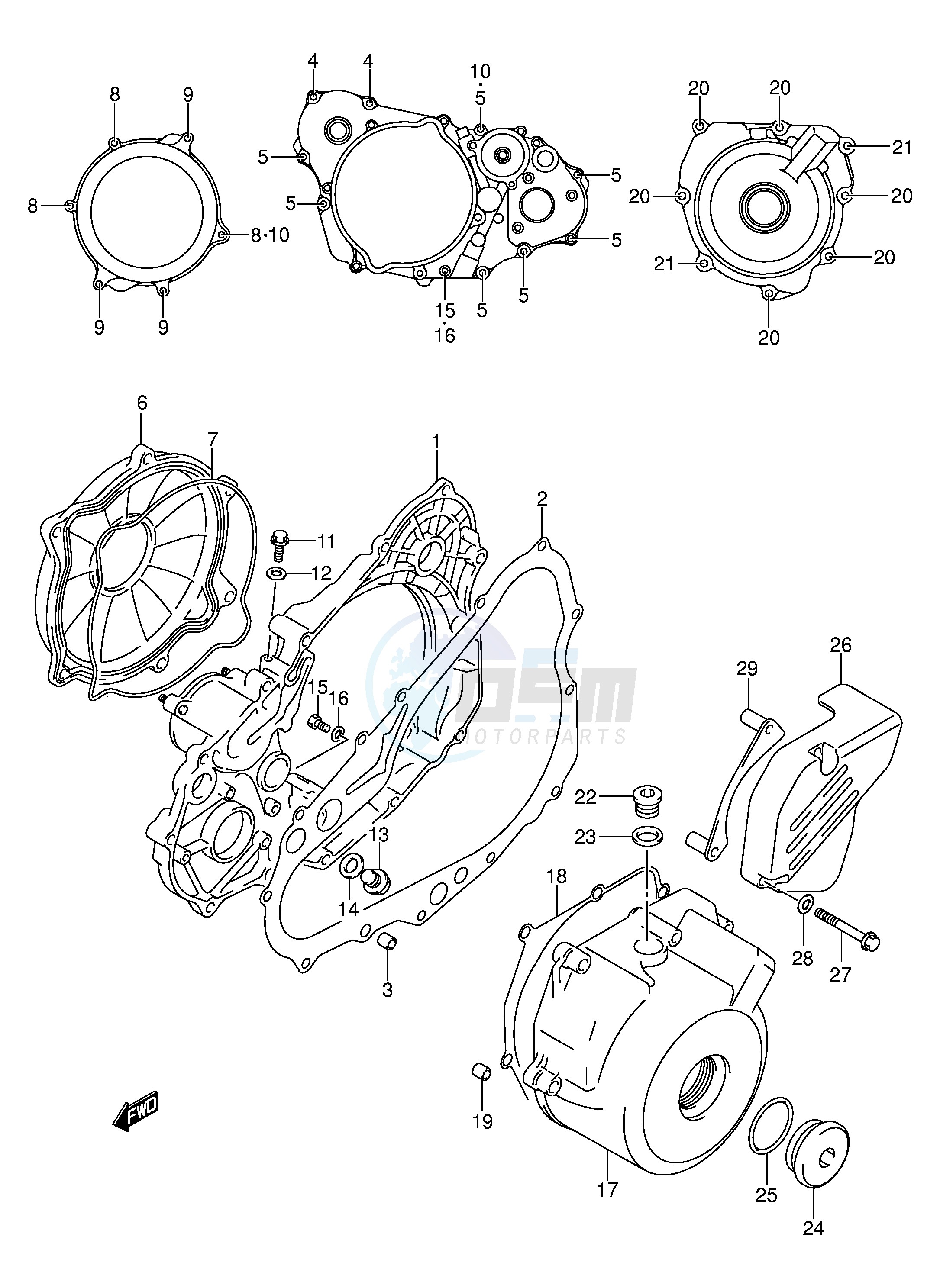 CRANKCASE COVER (DR-Z4OOY K1 K2 K3 K4) image