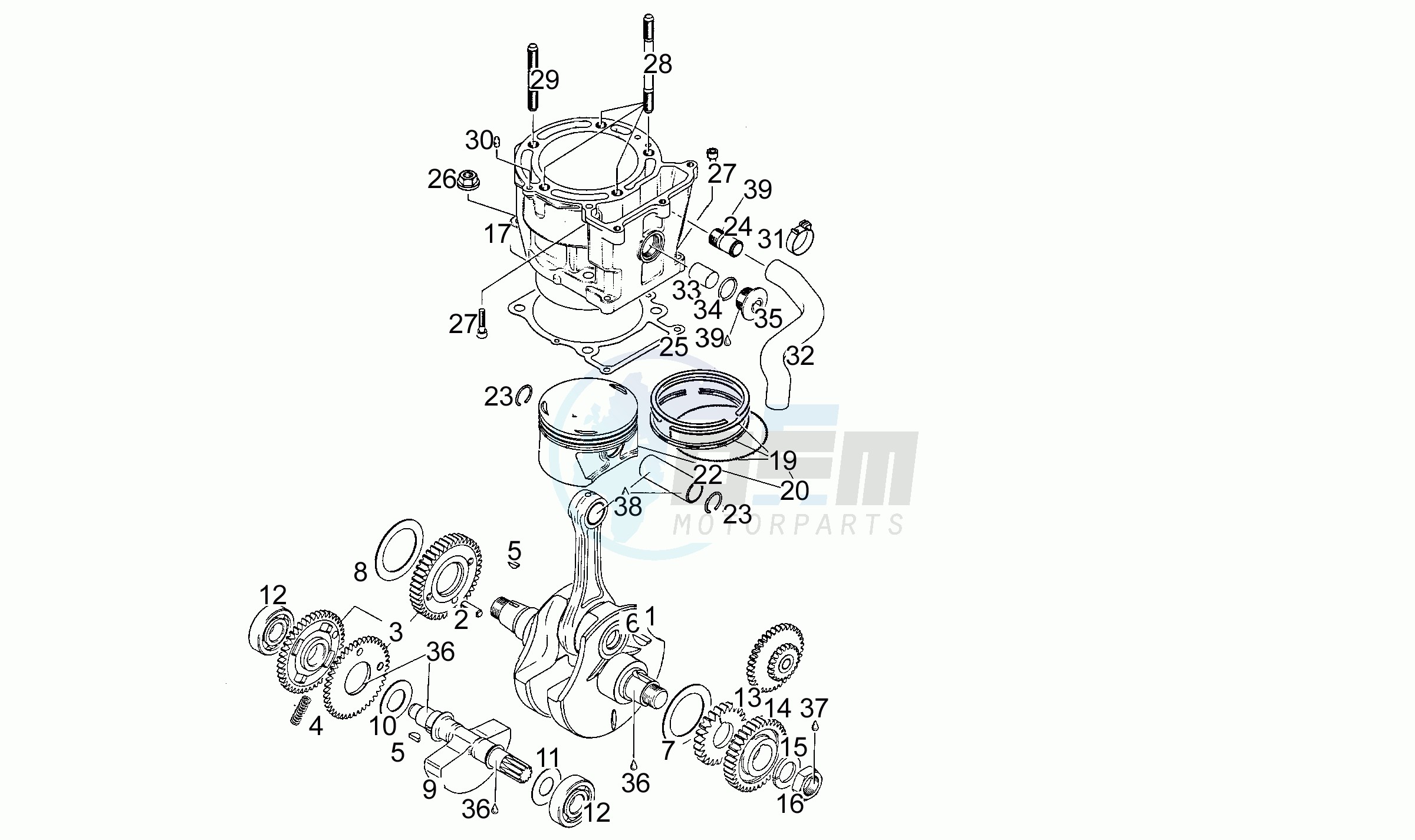 Drive shaft - Cylinder - Piston T blueprint