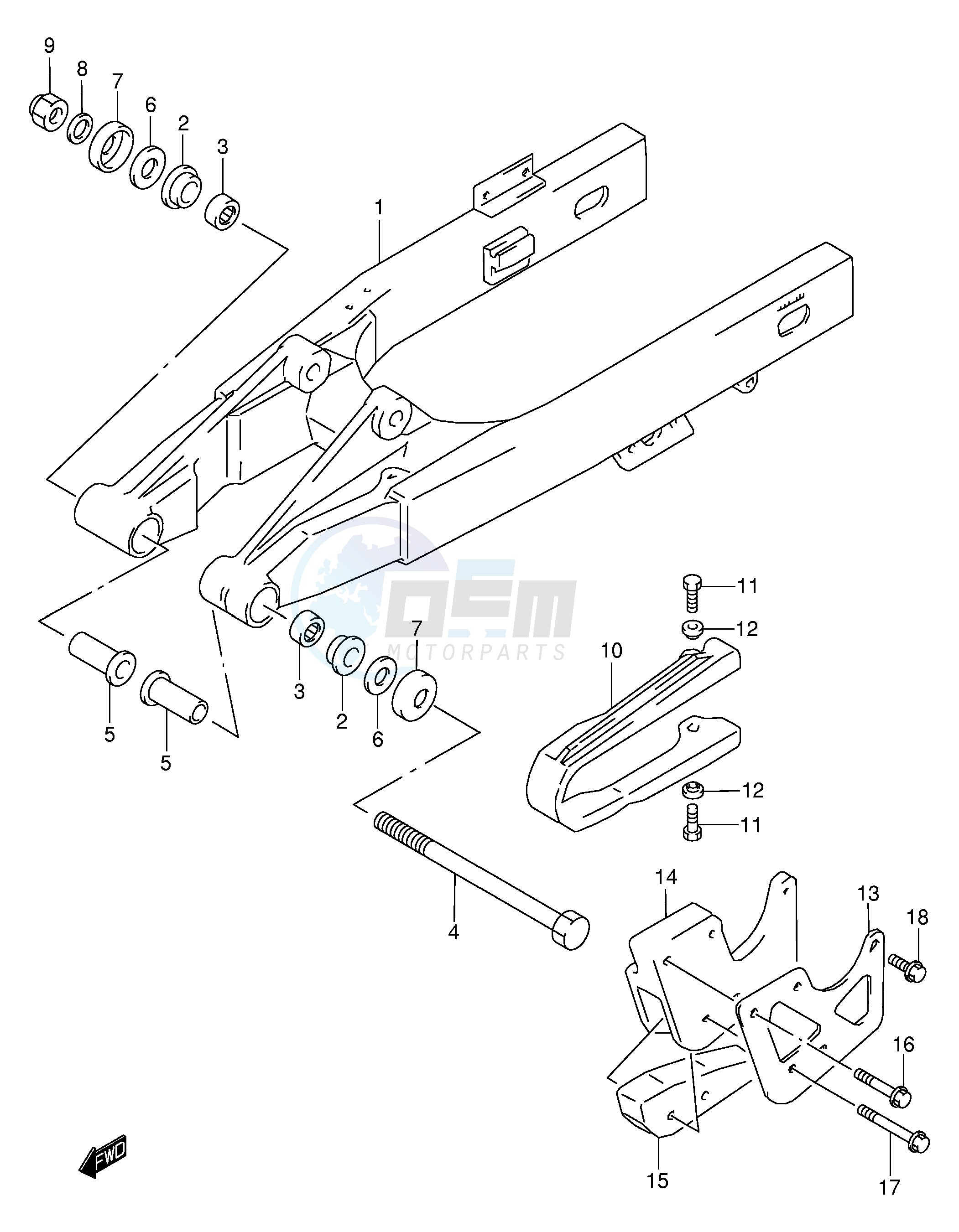 REAR SWINGING ARM (MODEL K3) blueprint