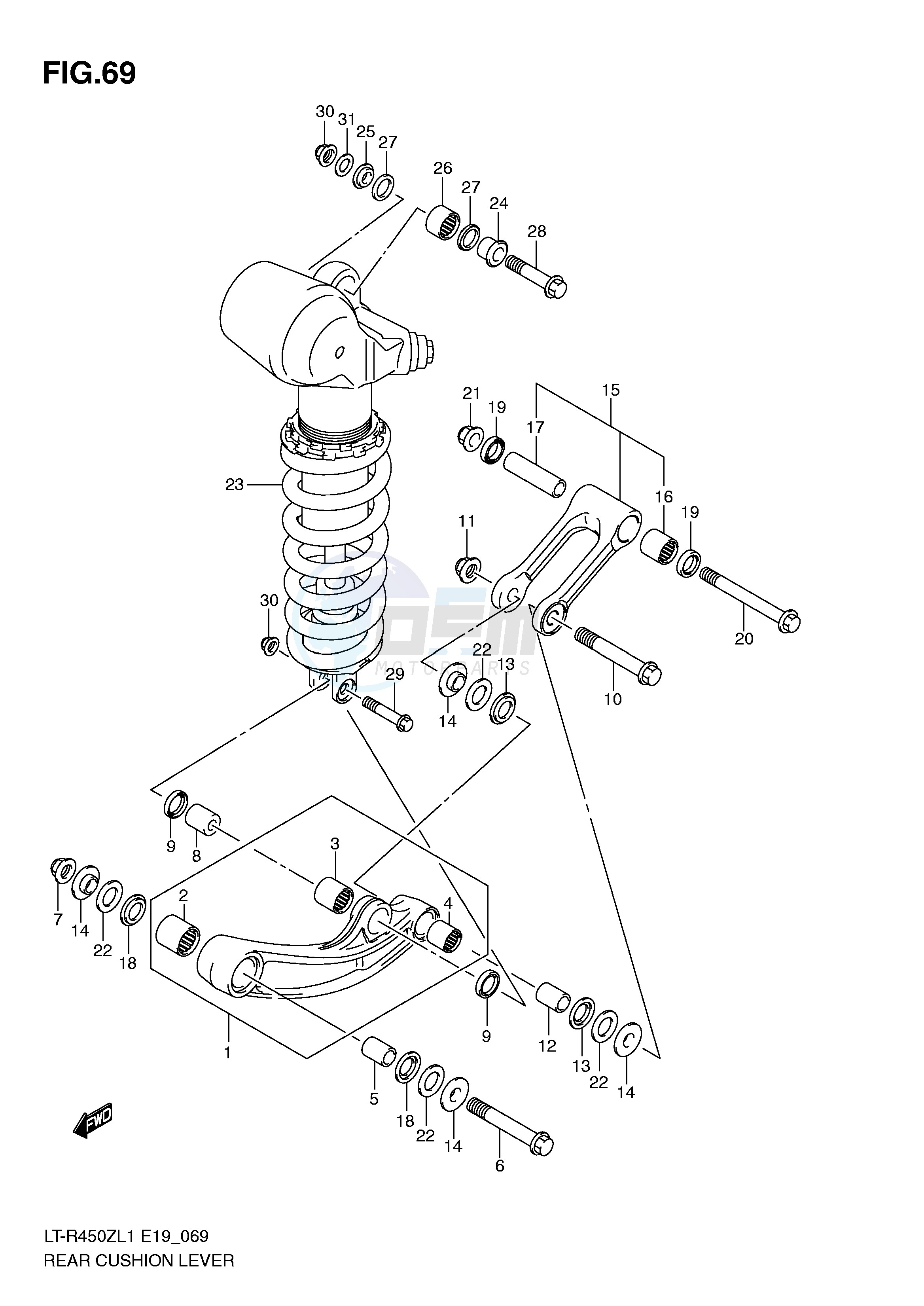 REAR CUSHION LEVER (LT-R450L1 E19) blueprint