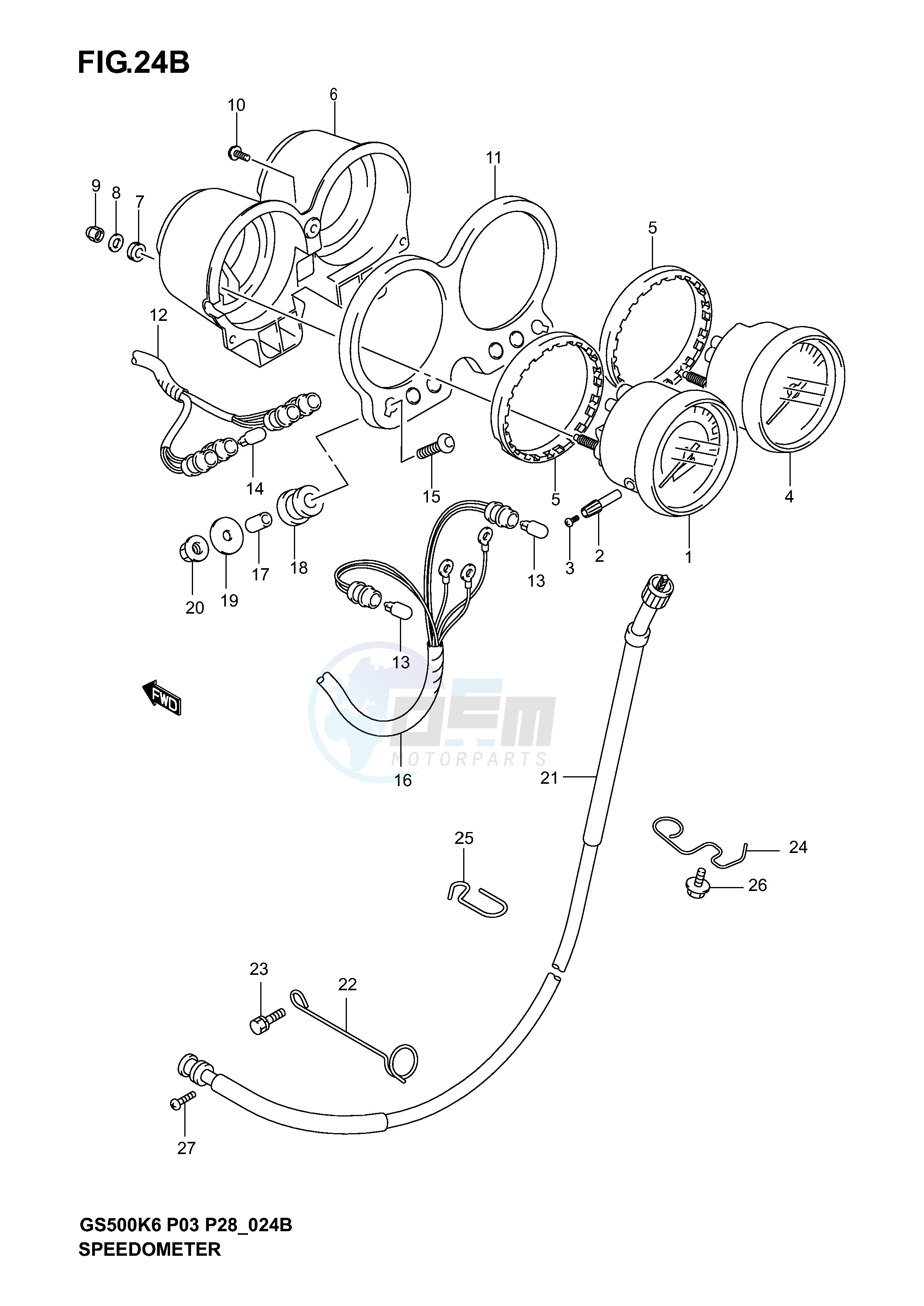 SPEEDOMETER - TACHOMETER (GS500FK4 K5 K6) image