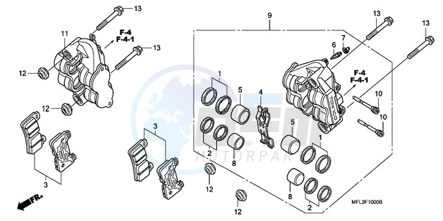 FRONT BRAKE CALIPER blueprint