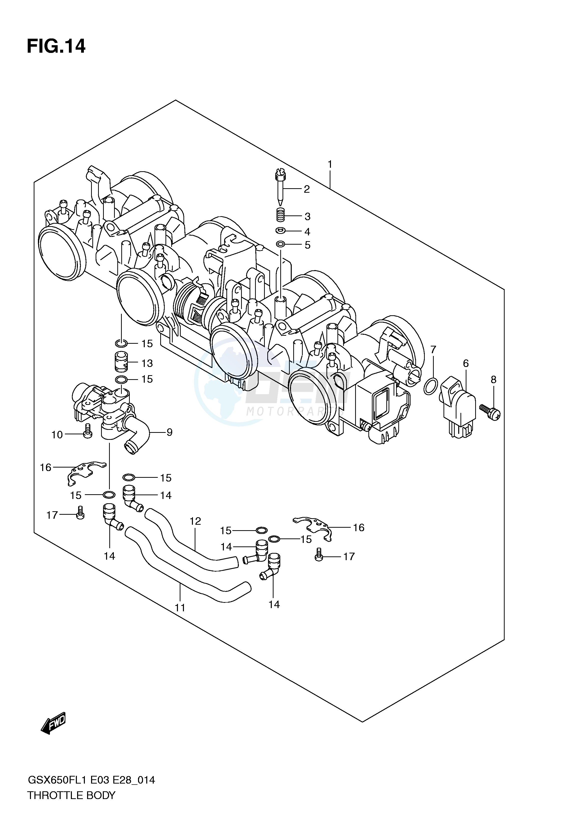THROTTLE BODY (GSX650FL1 E33) blueprint