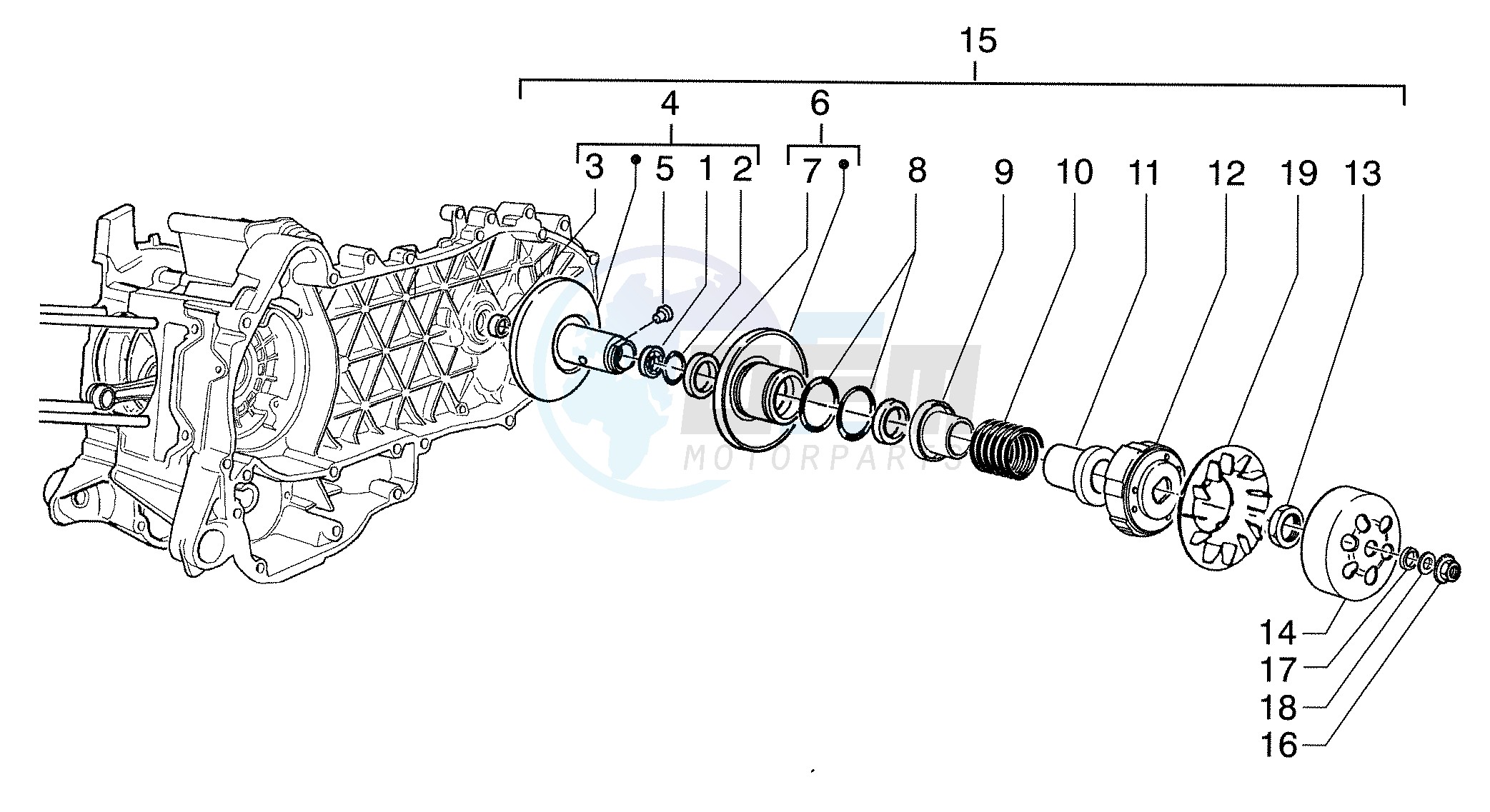 Driven pulley shaft image