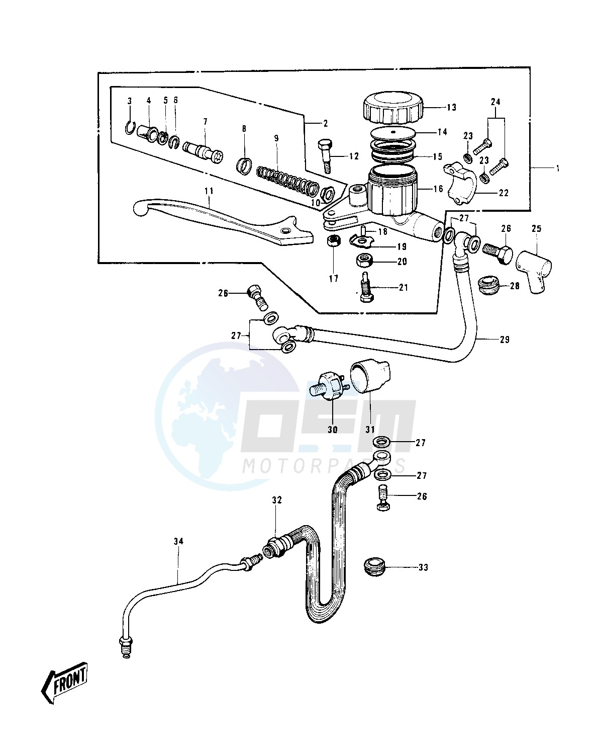 FRONT MASTER CYLINDER -- 74-75 S3_S3-A- - image
