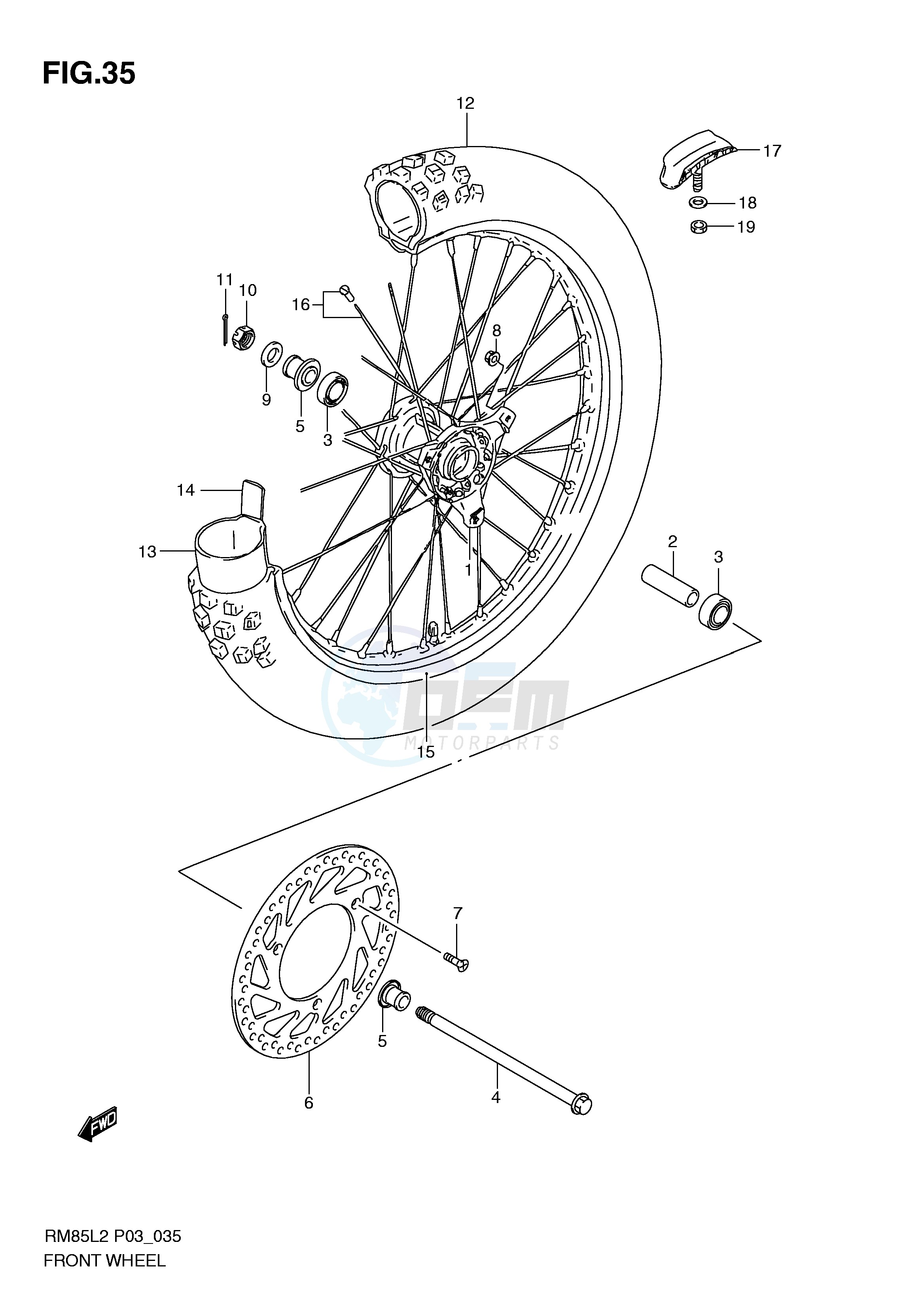 FRONT WHEEL (RM85LL2 P03) image