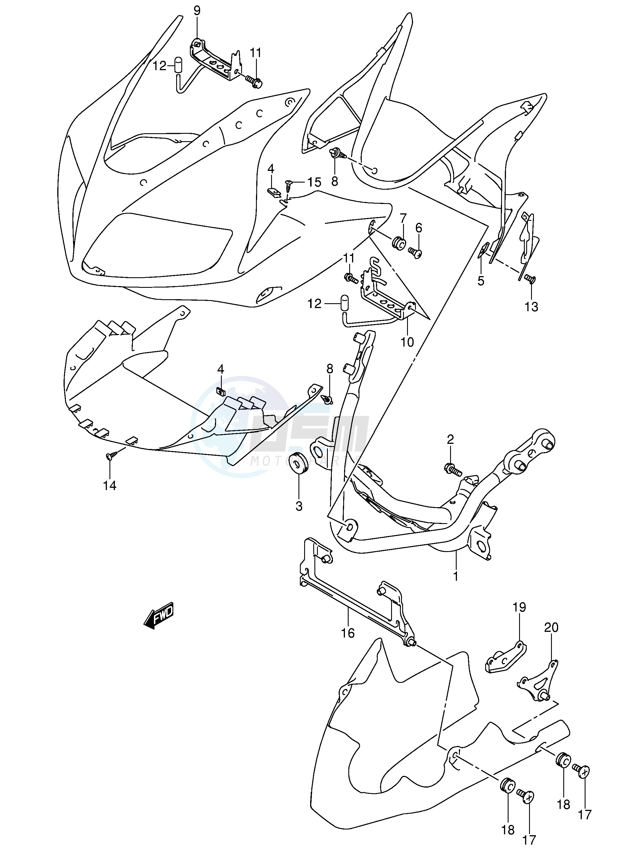 COWLING INSTALLATION PARTS (SV1000S S1 S2) blueprint