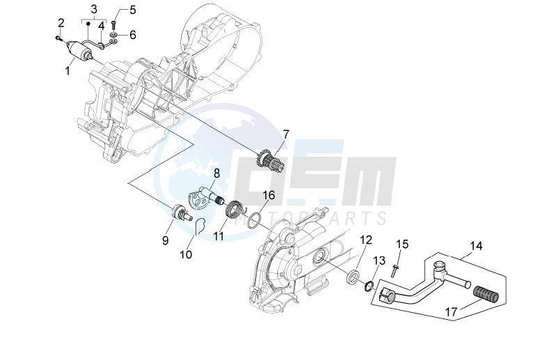 Kick-start gear - starter motor blueprint