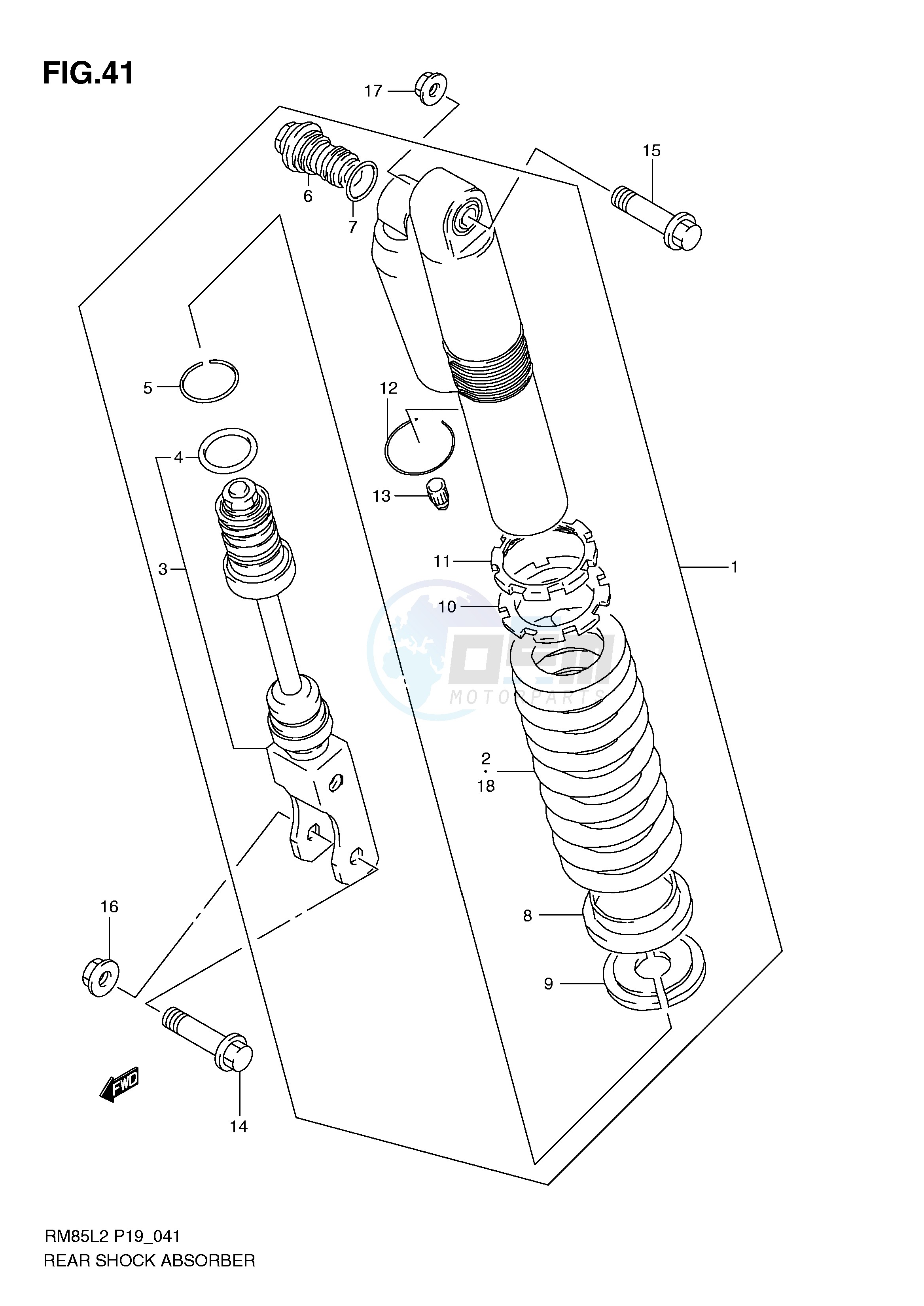 REAR SHOCK ABSORBER (RM85L2 P19) image