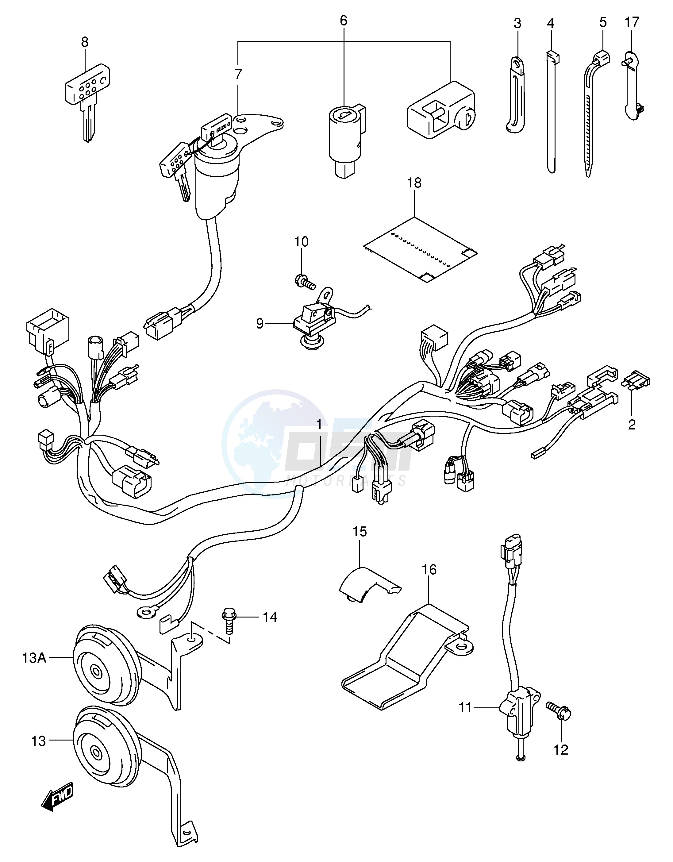 WIRING HARNESS (DR-Z400EY EK1 EK2 EK3 EK4 E24) blueprint