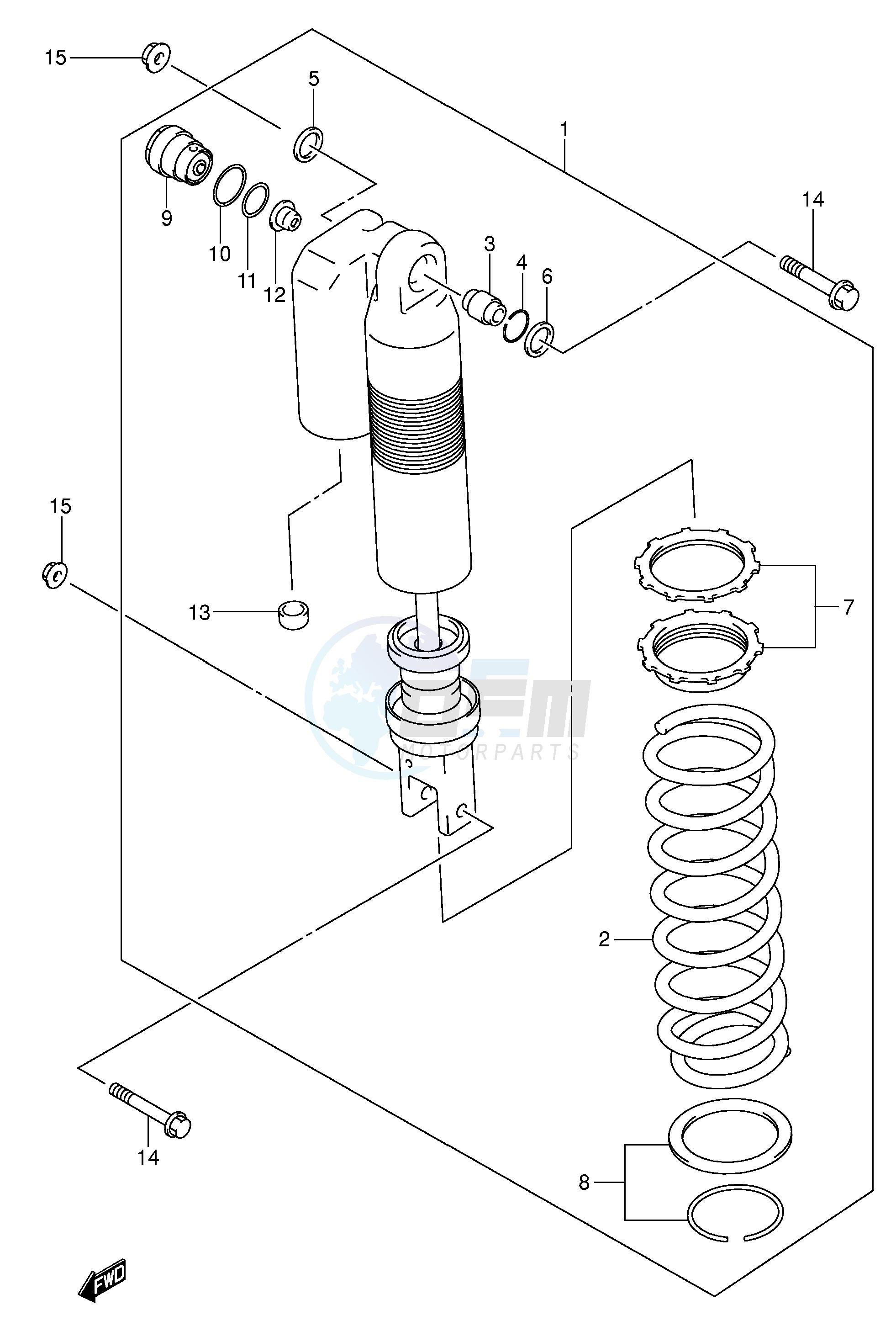 REAR SHOCK ABSORBER (SEE NOTE) blueprint