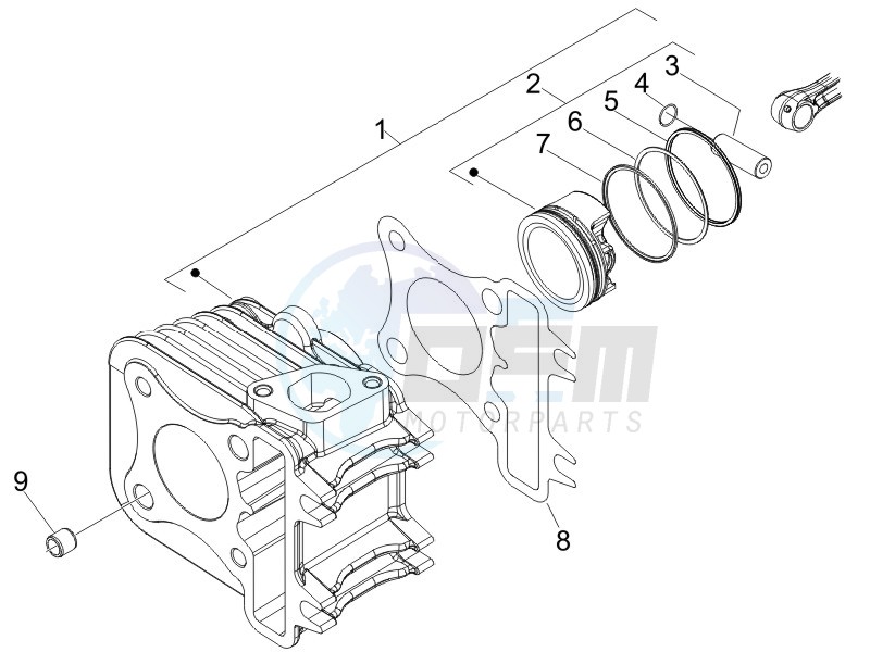 Cylinder-piston-wrist pin unit image