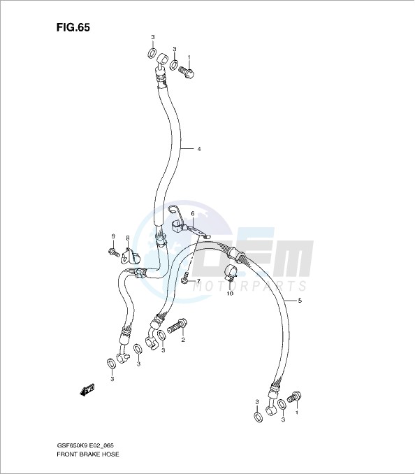 FRONT BRAKE HOSE (GSF650K9/SK9/SUK9/UK9/L0/SL0/SUL0/UL0) blueprint