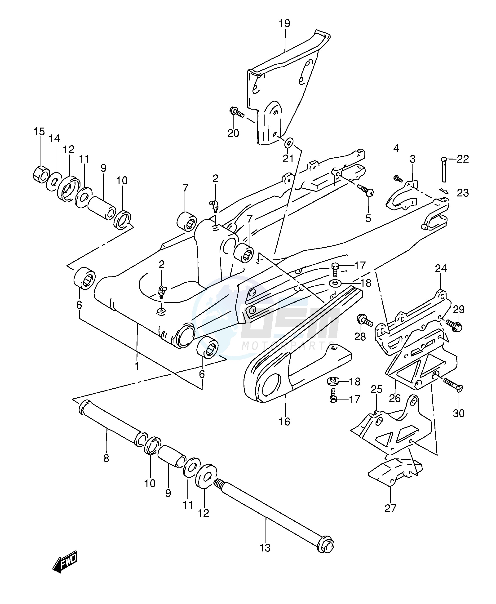 REAR SWINGING ARM (MODEL R S T) image