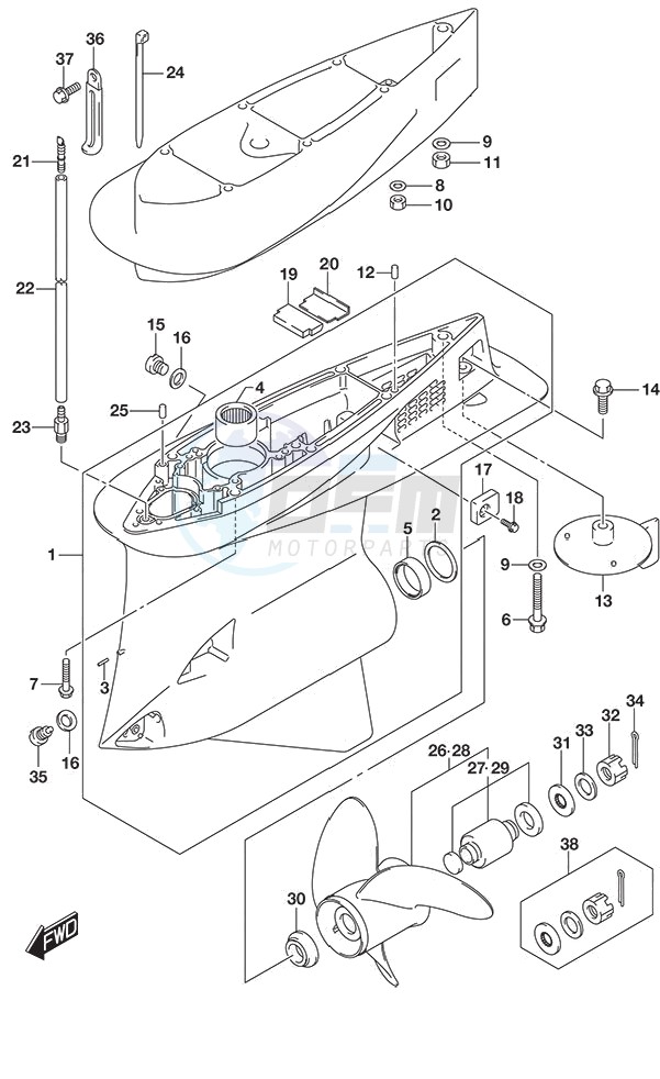 Gear Case S/N 610001 to 610591 blueprint
