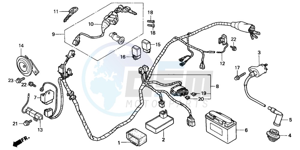 WIRE HARNESS/ IGNITION COIL/BATTERY blueprint