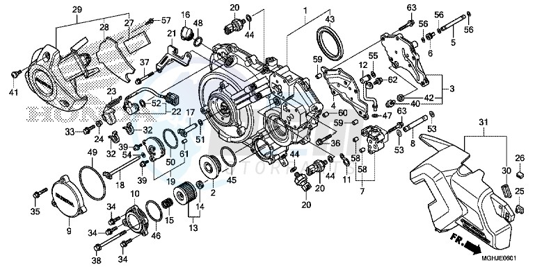 RIGHT CRANKCASE COVER (VFR1200XD/XDA/XDS) blueprint