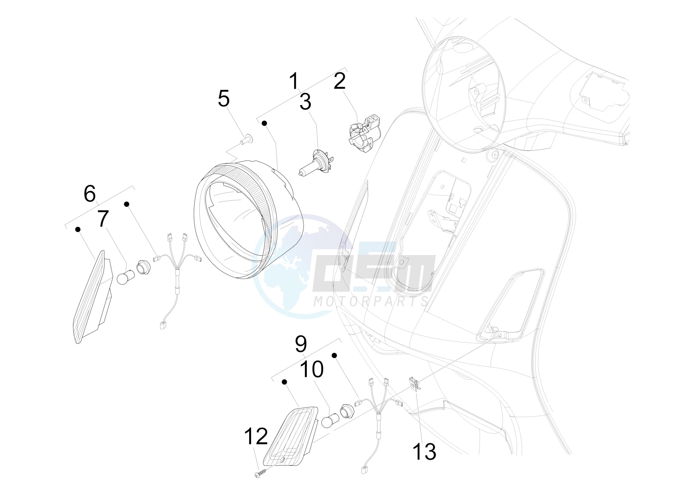 Front headlamps - Turn signal lamps blueprint