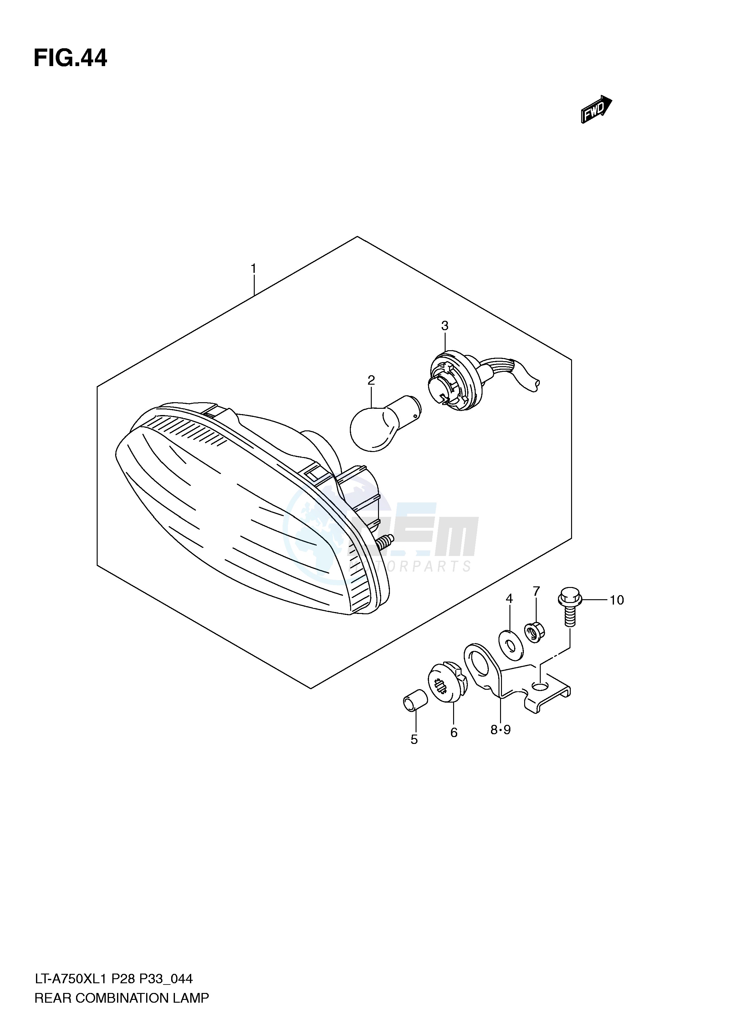 REAR COMBINATION LAMP (LT-A750XL1 P33) blueprint