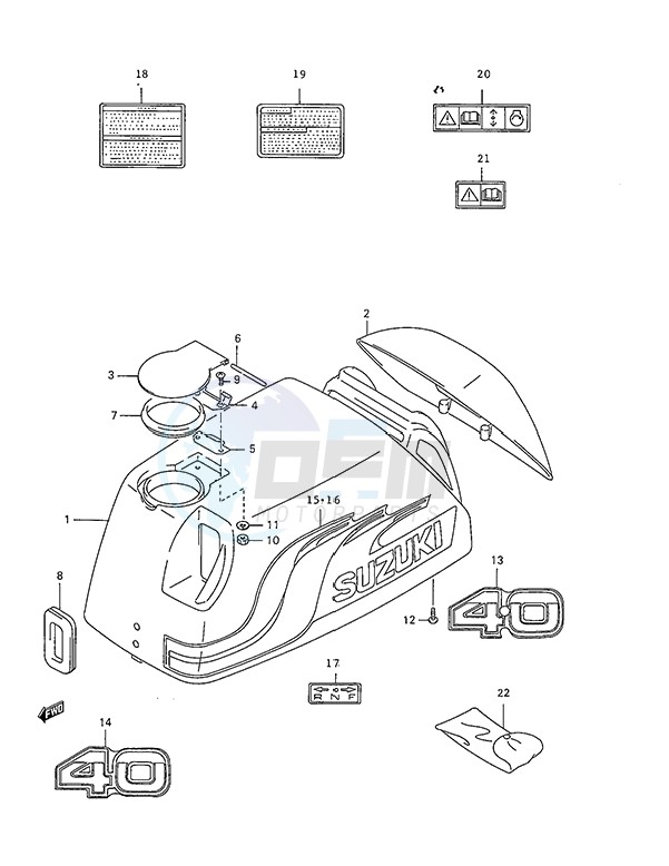 Engine Cover (1997 to 1998) blueprint