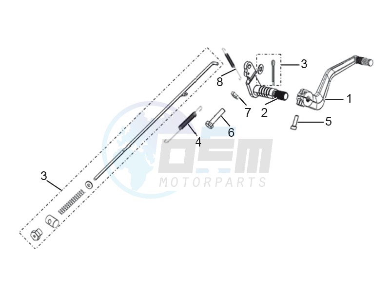 Rear brake pedal assembly blueprint