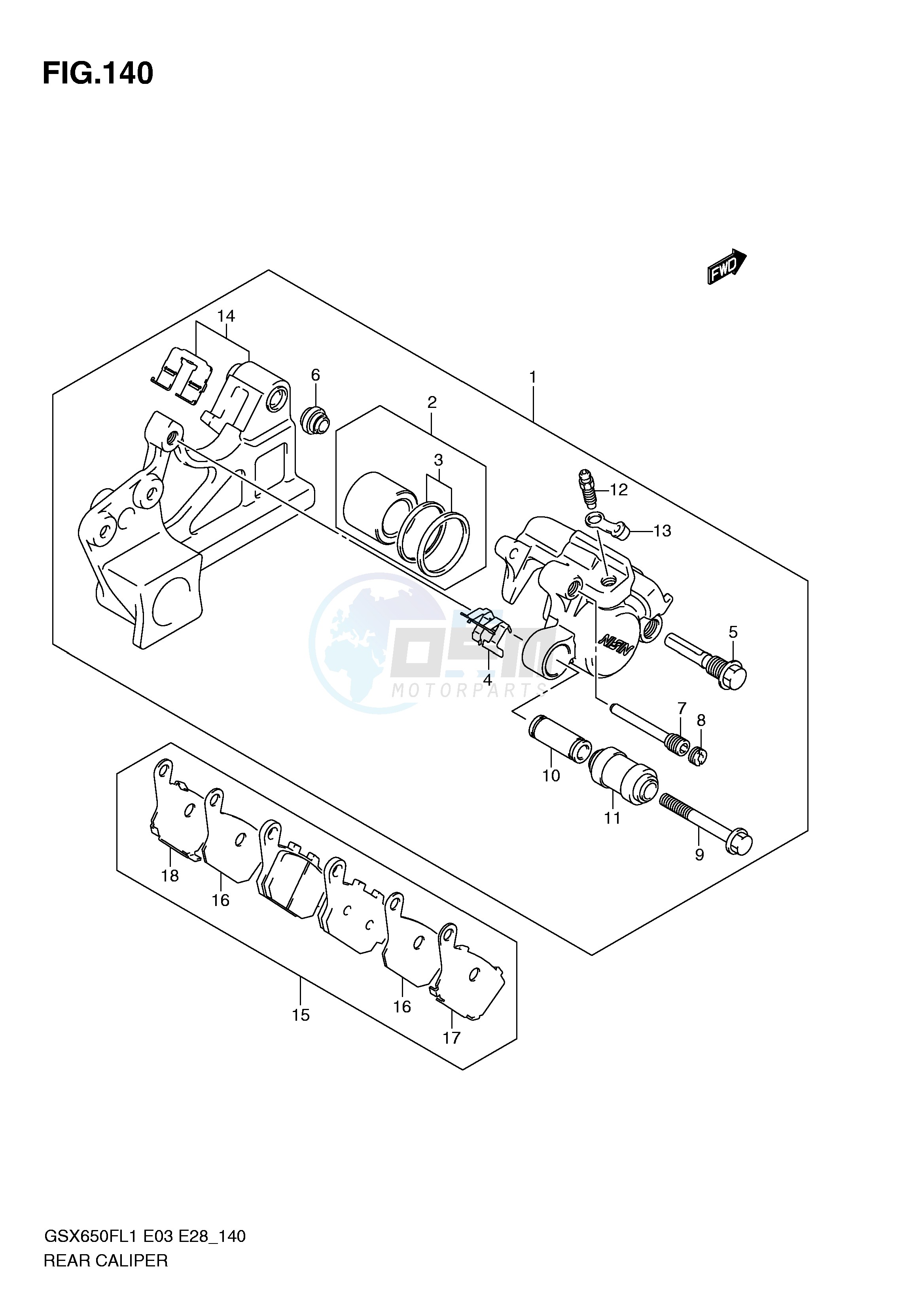 REAR CALIPER (GSX650FL1 E3) blueprint