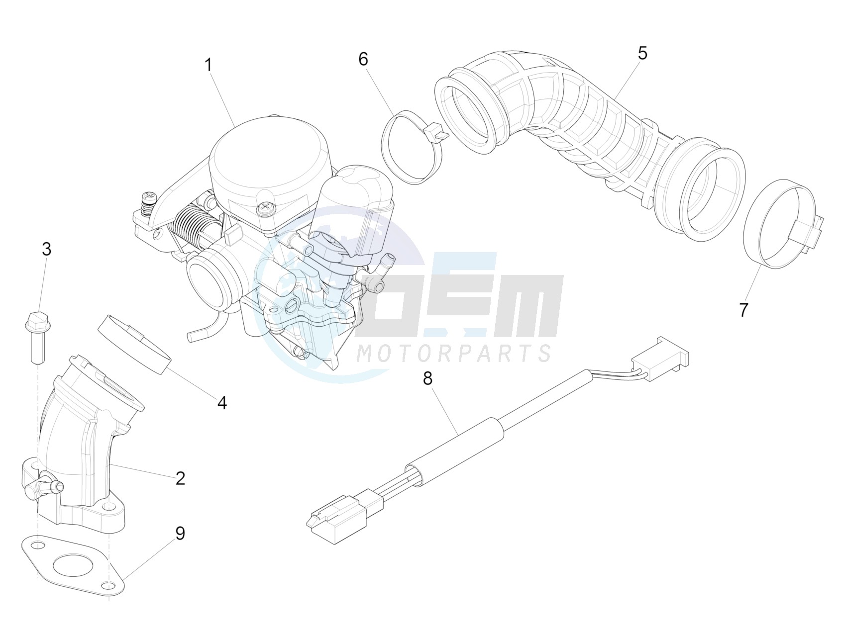 Carburettor, assembly - Union pipe image