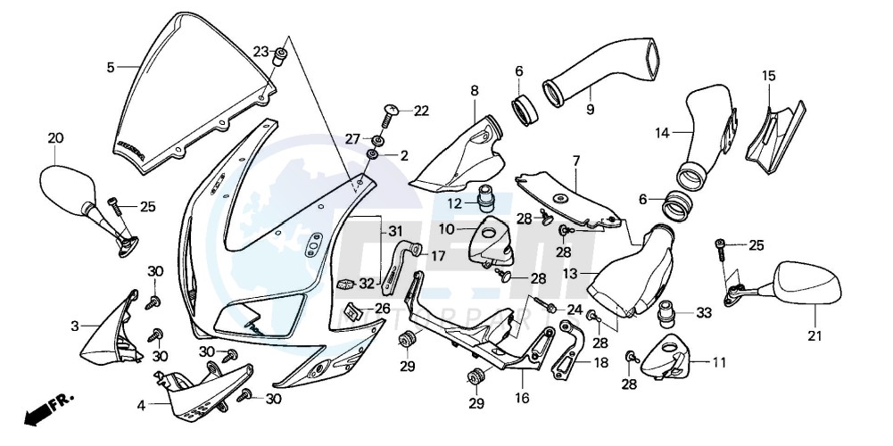 UPPER COWL (CBR600RR3/4) blueprint