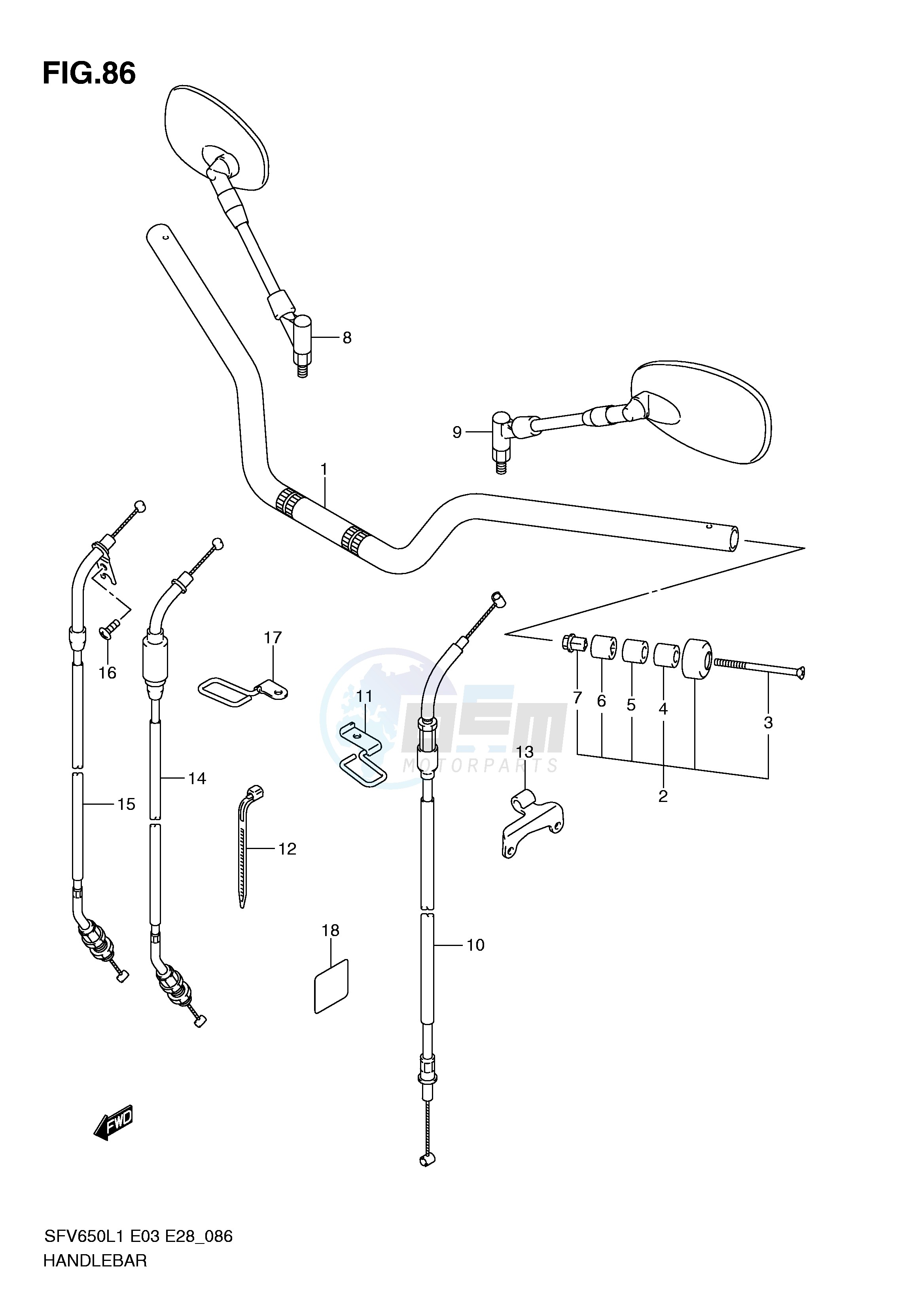 HANDLEBAR (SFV650L1 E28) blueprint